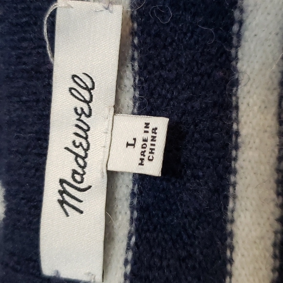 Madewell Cozy Walker Striped Cardigan, Color Dark Nightfall, Size L - Picture 4 of 8